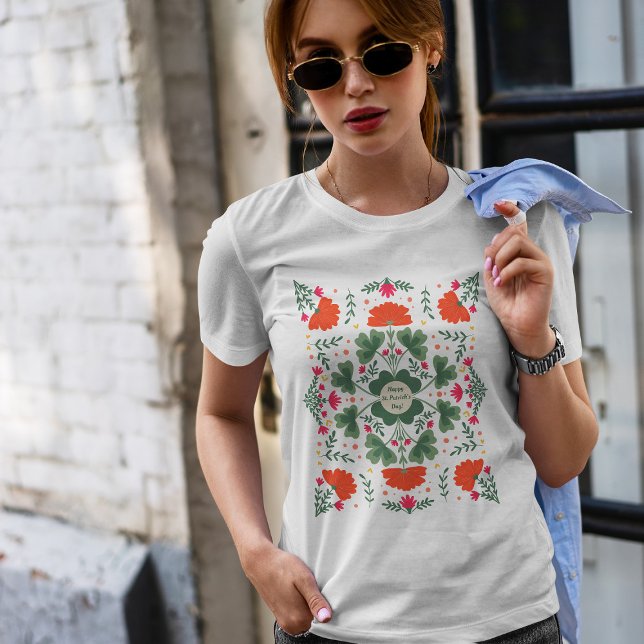 Happy St. Patrick's Day clovers and flowers T-Shirt (Creator Uploaded)