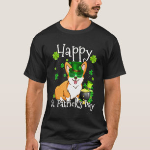 Happy St Patrick's Day Corgi Dog Irish Shamrock Co T-Shirt