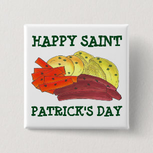 Happy St. Patrick's Day Corned Beef Cabbage Potato 2 Inch Square Button