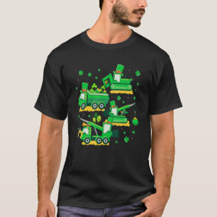 Happy St Patricks Day Crane Truck Construction Boy T-Shirt