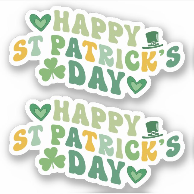 Happy St. Patrick's Day Custom-Cut Vinyl Sticker (Front)