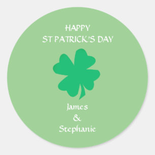 Happy St Patrick's Day Custom Name Shamrock 2024  Classic Round Sticker