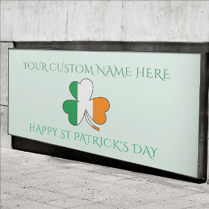 Happy St Patrick's Day Custom Name Shamrock Banner