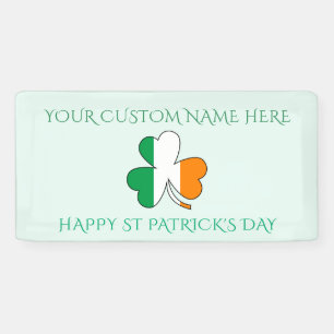 Happy St Patrick's Day Custom Name Shamrock Banner