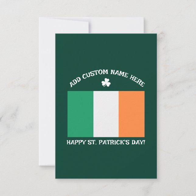 Happy St Patrick's Day Custom Name Shamrock Card (Front)