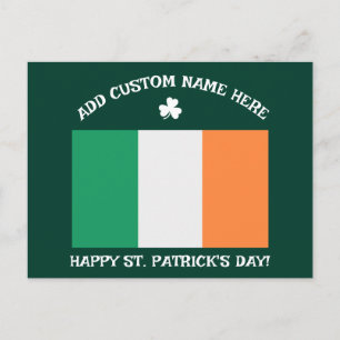 Happy St Patrick's Day Custom Name Shamrock Postcard