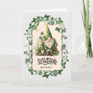 Happy St. Patrick's Day. Cute Irish Gnomes Custom  Card