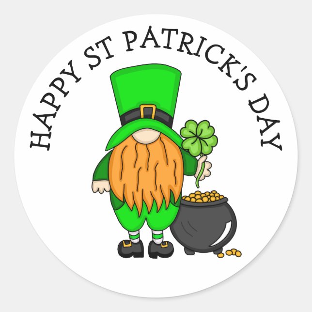Happy St Patrick's Day | Cute Leprechaun Classic Round Sticker (Front)