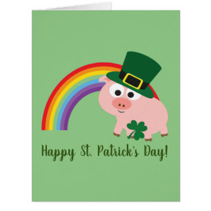 Happy St. Patrick's Day Cute Leprechaun Pig Card