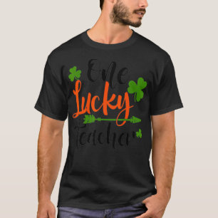 Happy St Patricks Day Cute One Lucky Teacher Rainb T-Shirt
