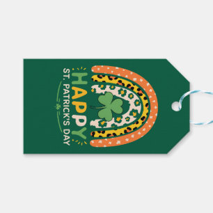 Happy St Patrick's Day Cute Rainbow Leopard Gift Tags