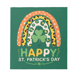 Happy St Patrick's Day Cute Rainbow Leopard Notepad