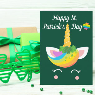Happy St. Patricks Day Cute Unicorn Customizable Card