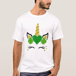 Happy St Patrick's Day Cute Unicorn Face For Women T-Shirt