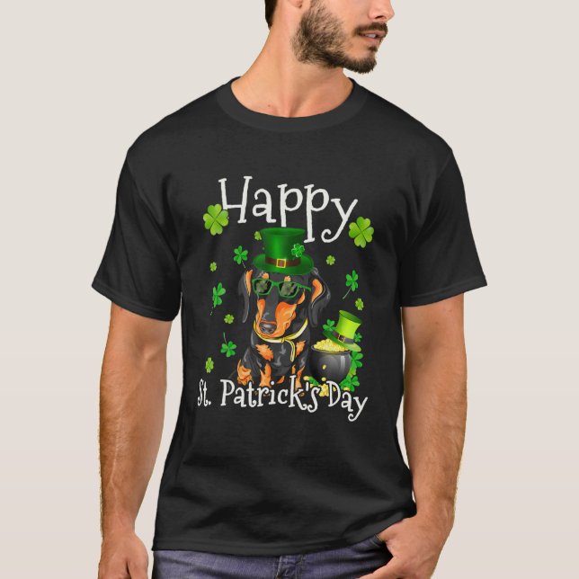 Happy St Patrick's Day Dachshund Dog Irish Dachshu T-Shirt (Front)