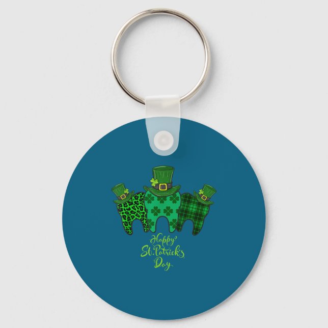 Happy St Patrick's Day Dental Istant Tooth Patrick Keychain (Front)