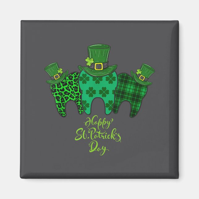 Happy St Patrick's Day Dental Istant Tooth Patrick Magnet (Front)