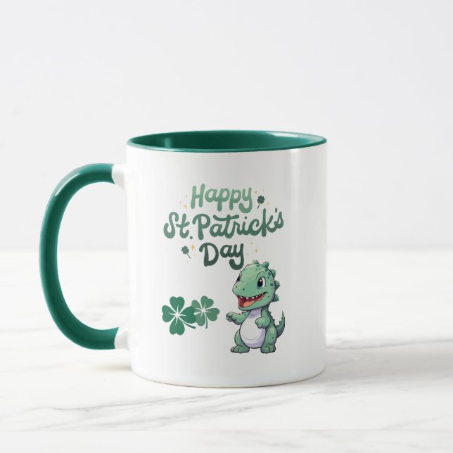 Happy St. Patrick's Day _ Dinosaur  cute  Mug (Left)