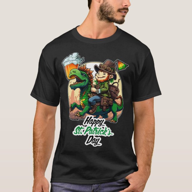 Happy St Patricks Day Dinosaur St Pat Rex Day Todd T-Shirt (Front)