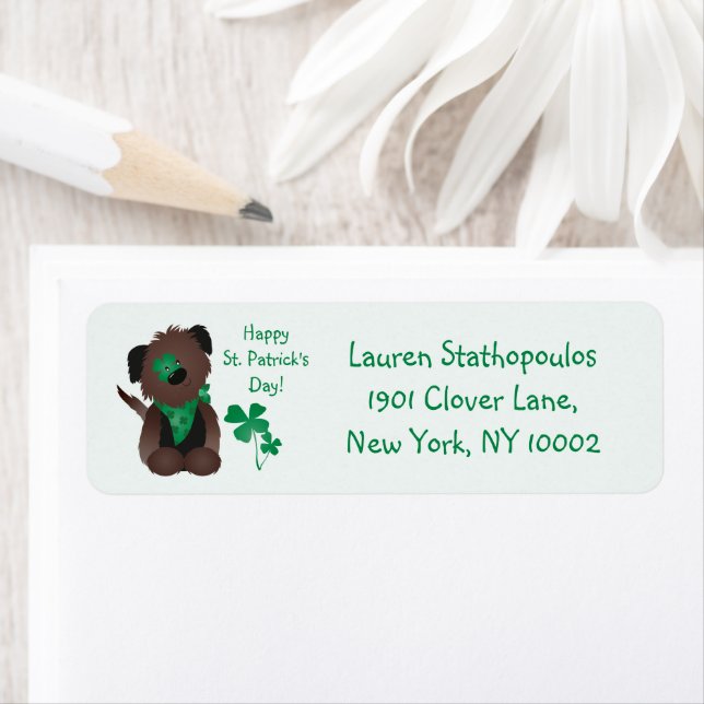 Happy St Patricks Day Dog Four Leaf Clover Green (Insitu)