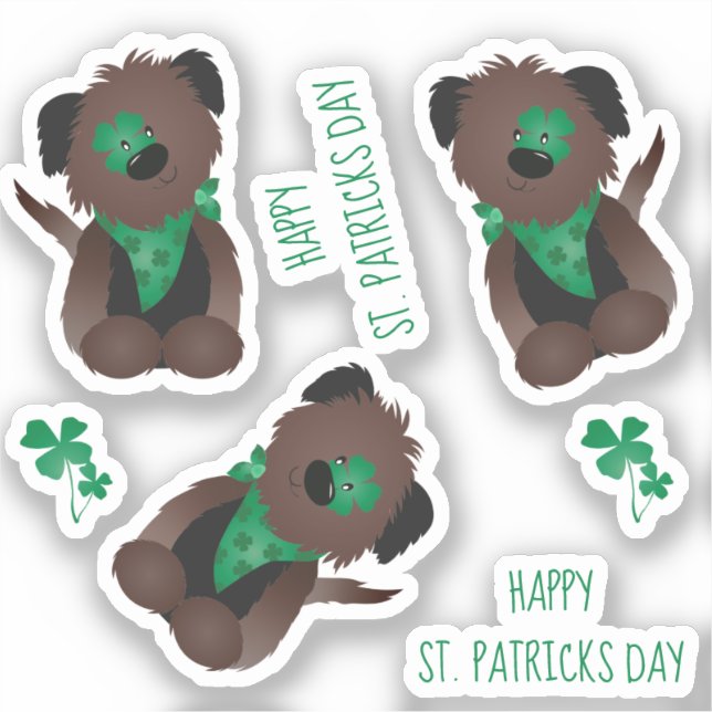 Happy St Patricks Day Dog Four Leaf Clover Green (Front)