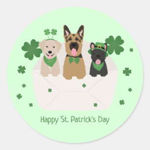 Happy St Patricks Day Dog Mail Classic Round Sticker