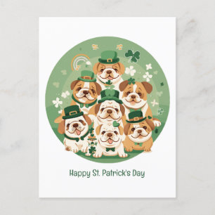 Happy St. Patrick's Day English Bulldogs Holiday Postcard