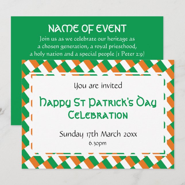 HAPPY ST PATRICK'S DAY Event Celebration Invitation (Front/Back)