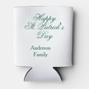 Happy St. Patrick's day family name green sminimal Can Cooler