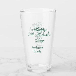 Happy St. Patrick's day family name green sminimal Glass