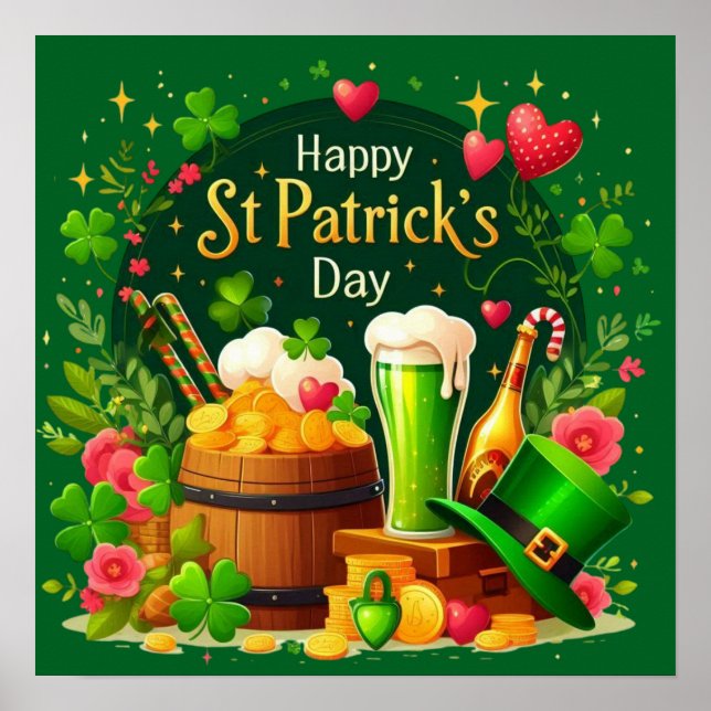 Happy St. Patrick's Day Festive Celebration Poster (Front)