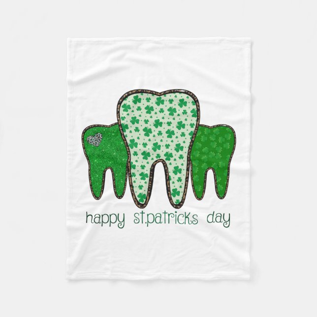 Happy St Patricks Day Fleece Blanket (Front)