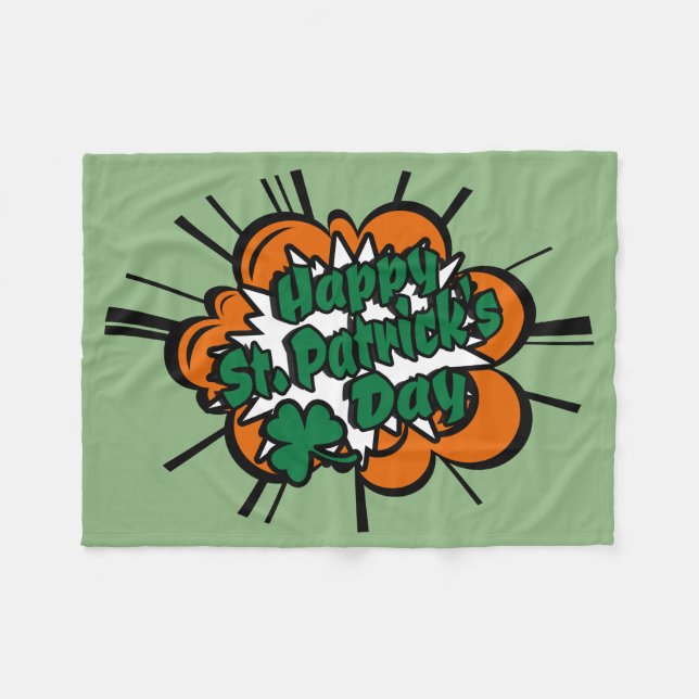 Happy St. Patrick's Day Fleece Blanket (Front (Horizontal))