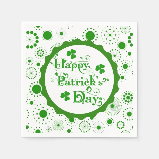 Happy St. Patrick's Day Floral Text Design Napkin (Front)