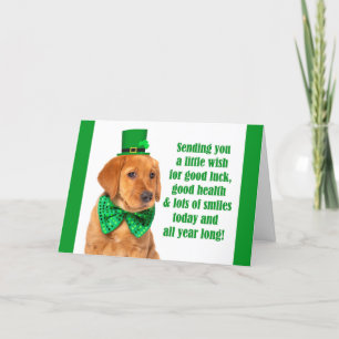 Happy St. Patrick's Day For Anyone Cute Lab Puppy Holiday Card