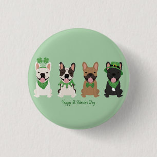 Happy St Patricks Day French Bulldogs 1 Inch Round Button