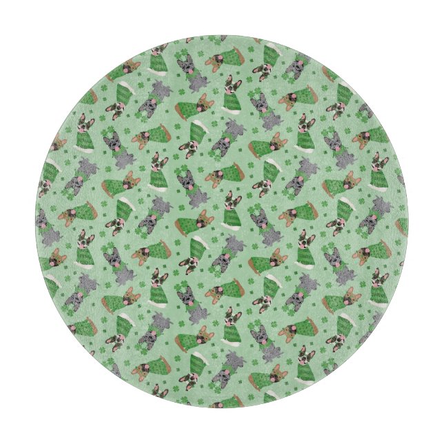 Happy St Patricks Day French Bulldogs Cutting Board (Front)