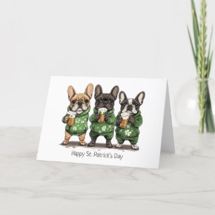 Happy St. Patrick's Day French Bulldogs Holiday Card