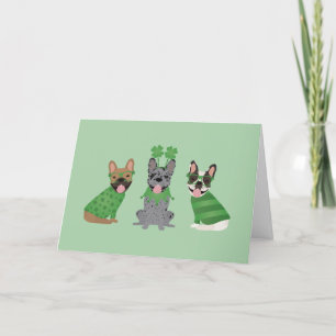 Happy St. Patrick's Day French Bulldogs Holiday Card