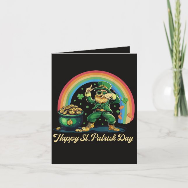 Happy St Patricks Day Funny Leprechaun Holiday Card (Front)