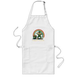 Happy St Patricks Day Funny Leprechaun Long Apron