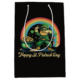 Happy St Patricks Day Funny Leprechaun Medium Gift Bag