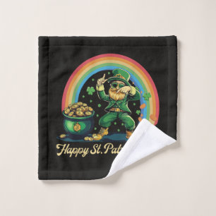 Happy St Patricks Day Funny Leprechaun Wash Cloth