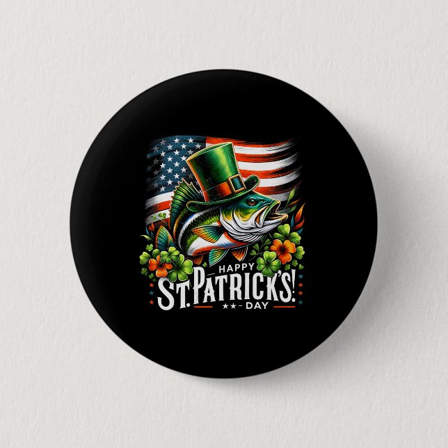 Happy St Patrick's Day Funny St Patricks Day B Fis 2 Inch Round Button (Front)