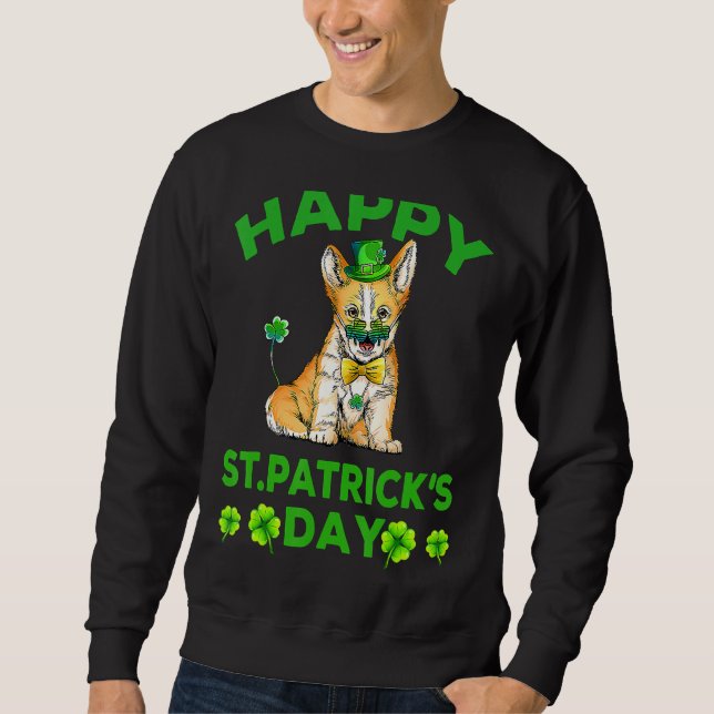 Happy St  Patrick's Day Funy Saint Patricks Corgi  Sweatshirt (Front)