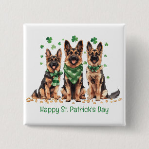 Happy St. Patrick's Day German Shepherd Dogs 2 Inch Square Button