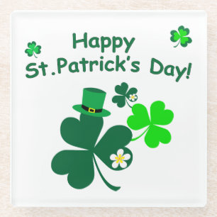 Happy St. Patrick's Day Glass Coaster