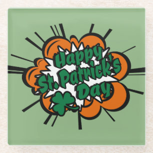 Happy St. Patrick's Day Glass Coaster