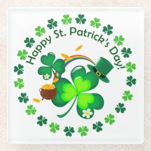 Happy St. Patrick's Day Glass Coaster