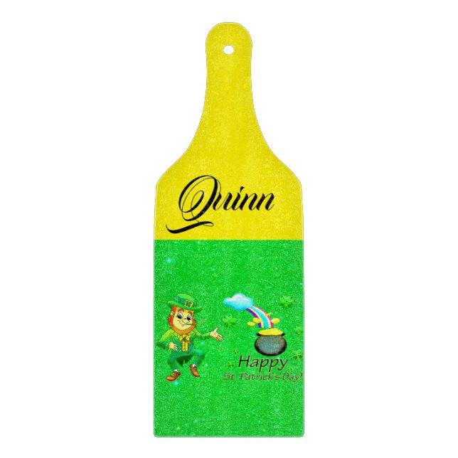 Happy St. Patrick's Day Glass Cutting Board (Front)